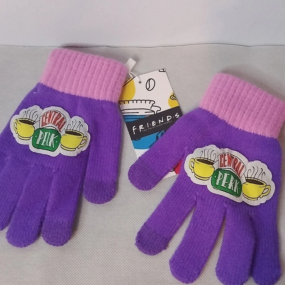 Womens Purple / Pink Friends Touchscreen Compatible Gloves